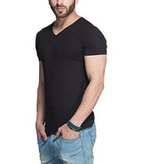 Tripr Men's V-Neck Tshirt Black (Large)