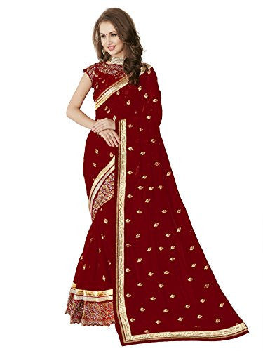 Glory Sarees Women's Georgette Saree(sukanya maroon saree_maroon)