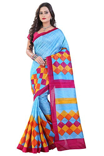Glory Sarees Women's Bhagalpuri Art Silk Cotton Saree(saree1_Blue)