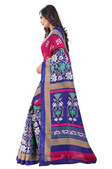 Glory Sarees Women's Bhagalpuri Art Silk Cotton Sarees(saree7_Pink And Blue)