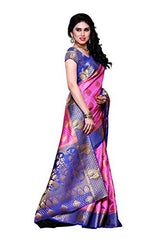 Mimosa Women's Traditional Art Silk Saree Kanjivaram Style With Blouse Color:Pink(3301-200-PINK-RBLU )