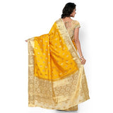 Varkala Silk Sarees Women's Raw Silk Paithani Saree(ND1010MDCM_Mustard &amp; Cream)