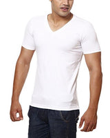 Casual Tees Men's V Neck T - Shirt (CK3004_l, White, Large)