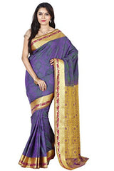 RR's Women's Kanchipuram Art Silk Saree Handloom Saree (MPRP001 VIOLET)