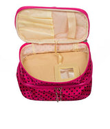 Di Grazia Pink Double Decker Cosmetics Storage Bag With Mirror