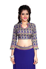 Indianbeauty Women's Chiffon Saree (AS1247_Blue_Free Size)