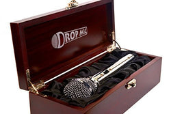Drop Mic Metal Prop Microphone in Cloth-Lined Wood Box
