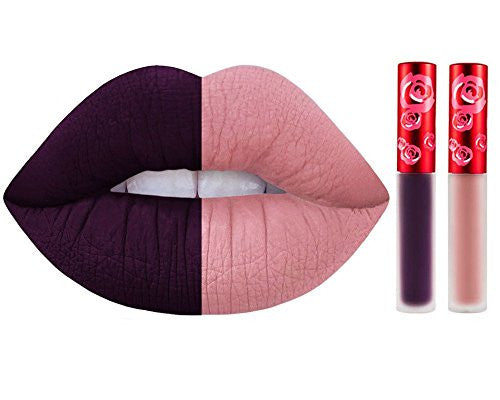 LIME CRIME VELVETINES 2 Moods Duo The Original Liquid Matte Lipstick ~ Made in USA ~ MARSHMALLOW: cotton candy nude AND RAVEN: the darkest color ever made without being black ~ PACK OF 2 PCS X 2.6 ML EACH ~ Certified Cruelty Free & Vegan ~ lip stain