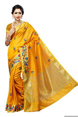 Mimosa Women'STassar silk Saree with Hand Embroidery Color: Gold(3220-2085-EMB-GLD)