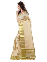 e-VASTRAM Womens Tassar Silk Saree With Zari Blouse(TACR_Beige)