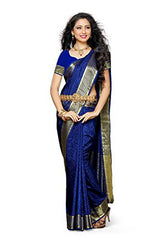 Mimosa By Kupinda Women's Tusser Silk Saree Kanjivaram Style Color :Navy Blue (3196-2073-NVY)
