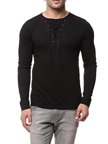 Gritstones Black Full Sleeve Round Neck T Shirt GSFSTSHT1282BLK_M
