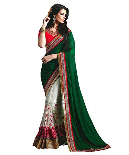 Glory Sarees Women's Georgette Saree(sukanya_green_saree)