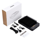 Charging Station, Roukos 10 Ports USB Dock with Build-in Patented Retractable Charging Cables for iPhone, Android Phone, Tablet, iPad, Kindle (2017 Version - Black)