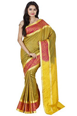 RR's Women's Kanchipuram Art Silk Saree Handloom Saree (NBB001 OLIVE GOLD)
