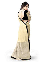 Glory Sarees Women's Georgette Saree (vn17_beige and black)