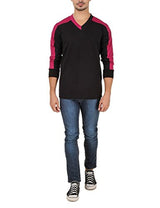 Aurelio Marco Stylish Designed Black Bergundy V Neck Men T Shirt