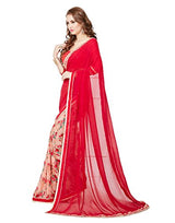 Panchratna maroon and peach Half And Half Printed georgette Saree...