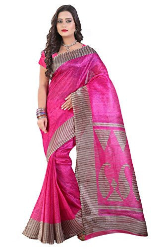Glory Sarees Women's Bhagalpuri Art Silk Cotton Sarees(saree6_Pink)