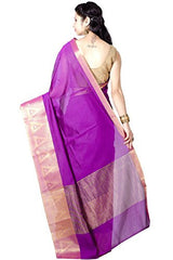 Chandrakala Women's Banarasi Cotton Silk Saree(Purple)