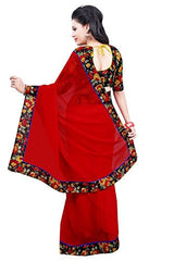 Glory Sarees Ethnic Wear Women's Gerogette Saree(redberry101_red)