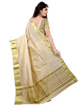 e-VASTRAM Womens Tassar Silk Saree With Zari Blouse(TACR_Beige)