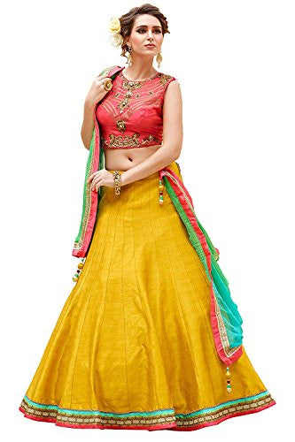 Royal Export Women's Bangalori Silk Yellow Wedding Lehenga Choli...