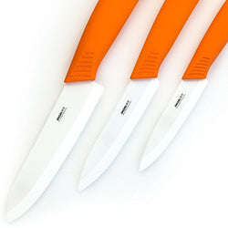 Best Chef Rated Ceramic Knives Set by IMORI, With SafeEdge Back Corners & Safety Sheaths