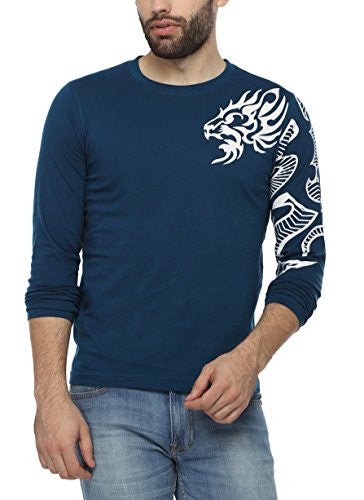 PepperClub Men's Cotton Round Neck Full Sleeve Printed Tshirt - Dragon