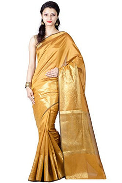 Chandrakala Women's Banarasi Cotton Silk Saree(Gold)