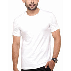 Fleximaa Men's Cotton Round Neck T-Shirts - White Color. Sizes : S-38, M-40, L-42, XL-44, XXL-46