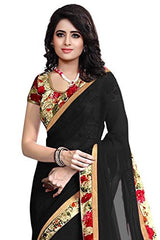 Trendz Women Georgette Saree(TZ_Chandramukhi_Black_Black)