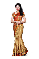 Mimosa Women's Traditional Art Silk Saree Kanjivaram Style With Blouse Color:Chiku(3296-140-CKU-MRN )