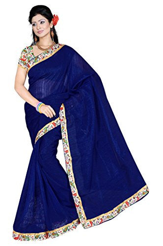 V-Art Designer Embellished Art Silk Saree With Printed Blouse
