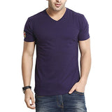 Gritstones Men's V-Neck T-Shirt (GS60205BDGNVY (1)_Navy Blue_Medium)