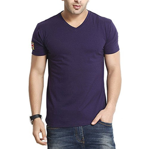 Gritstones Men's V-Neck T-Shirt (GS60205BDGNVY (1)_Navy Blue_Medium)