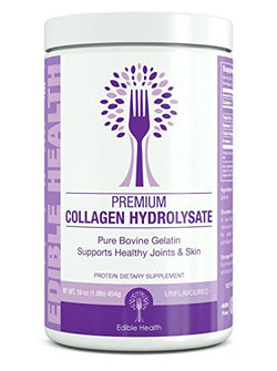 Edible Health Premium Collagen Hydrolysate | Best Tasting Pure Bovine Gelatine | Advanced Support for Joints, Skin, Hair and Nails | Strengthens Muscles, Tendons, Cartilage and Bones | Anti-ageing, Anti-wrinkle, Anti-inflammatory | Reduces Cellulite and S