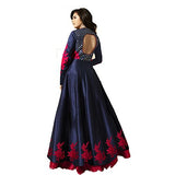 Royal Export Women's Bangalori Blue &amp; Red Anarkali Semi-Stitched Salwar Suit