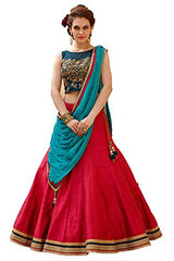 Royal Export Women's Bangalori Silk Red Anarkali Lehenga Choli...
