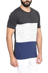Colors Couture Three Panel Half Sleeves Slim Fit Round Neck Printed Cotton T-Shirt for Men