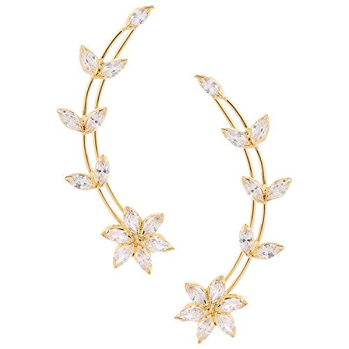 Archi Collection Golden Plated CZ Earcuffs For Women, EREC0006