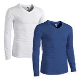 Tripr Men's V-NECK Full Sleeves Tshirt Combo White Royalblue (Large)