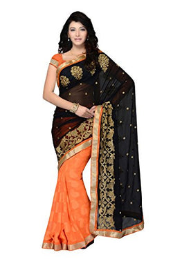 Four Seasons Crepe Georgette Zari Saree (FS3217_Orange)