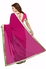 Trendz Women's Georgette Half &amp; Half Saree (TZ_Rose_Aayesha_Pink)