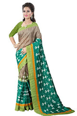 Glory Sarees Women's Bhagalpuri Art Silk Cotton Sarees(vnart25_green_beige)