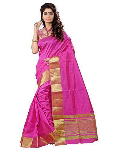e-VASTRAM Womens Tassar Silk Saree With Zari Blouse(TAP_Pink)