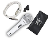 Peavey PVi2 White Microphone w/Mic Clip & Carrying Bag + Ultimate Microphone JamStand Series + 20 Feet XLR to XLR White Cable