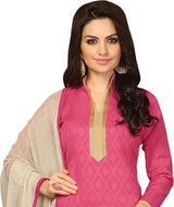 EthnicJunction Women's Cotton, Jacquard Straight Fit Unstitched Dress Material (EJ1110-102_Pink)
