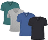 Tripr Men's V-Neck Tshirt Combo Green Grey Royalblue Black (Large)