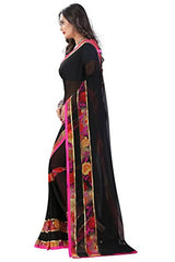 Glory Sarees Women's Gerogette Saree(vn20_Black)